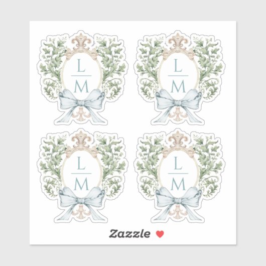 葉エレガント頂(弓あり) |モノグラム結婚ズ シール (シート)