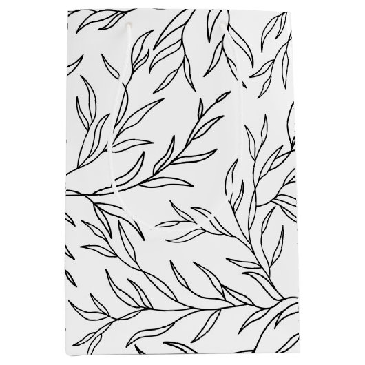 葉エレガント黒と白の中抱き枕 ミディアムペーパーバッグ (正面)