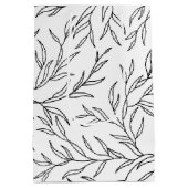 葉エレガント黒と白の中抱き枕 ミディアムペーパーバッグ (裏面)