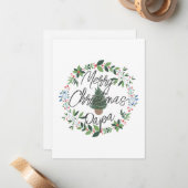 葉カスタム緑色クリスマスのクラシックデザイン ノートカード (正面/裏面インサイチュ)