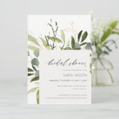 葉カッコいい緑葉水彩ブライダルシャワー 招待状 (スタンド正面)