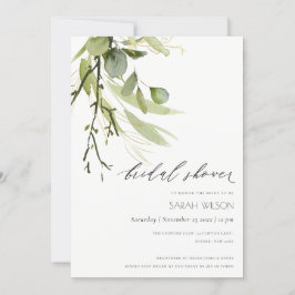 葉カッコいい緑葉水彩ブライダルシャワー 招待状