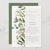 葉カッコいい緑葉水彩婚約 招待状 (正面/裏面)