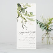葉カッコいい緑葉水彩婚約 招待状 (スタンド正面)
