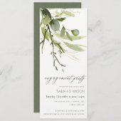 葉カッコいい緑葉水彩婚約 招待状 (正面/裏面)
