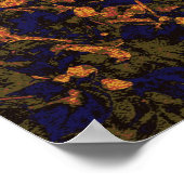 葉カモフラージュ模様に対するオレンジ色の花 ポスター (角)