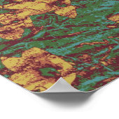 葉カモフラージュ模様に対する黄色い花 ポスター (角)