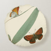 葉カラフルを舞うのまわりに蝶 ラウンドクッション (裏面)