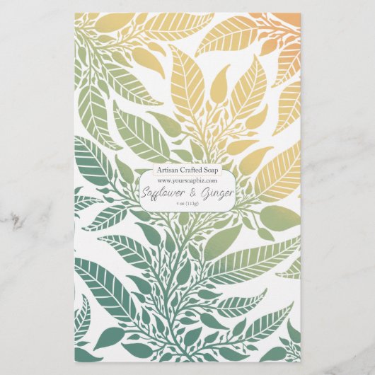 葉カラフルデザイン石鹸ラップ紙シート (正面)