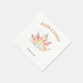 葉カラフルプリントはオレンジ色の秋結婚の スタンダードカクテルナプキン (角)