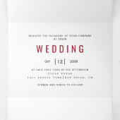 葉カラフルプリントブルゴーニュ赤秋の結婚式 三つ折り招待状 (内部中)