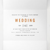 葉カラフルプリント焦げオレンジ秋の結婚式 三つ折り招待状 (内部中)