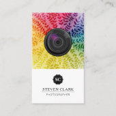葉カラフル模様 |カメラレンズ 名刺 (正面)