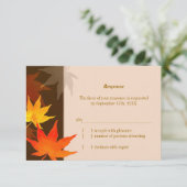 葉カラフル秋の結婚式RSVPカード 出欠カード (スタンド正面)