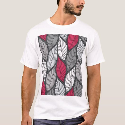 葉カラフル:手描きシームレスパターン。 Tシャツ (正面)