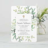 葉クロス素朴バプテスマ招待状 招待状 (スタンド正面)