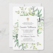 葉クロス素朴バプテスマ招待状 招待状 (正面)