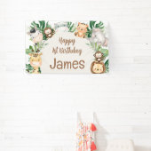 葉サファリ動物のアーチ1歳の誕生日 横断幕 (インサイチュ)