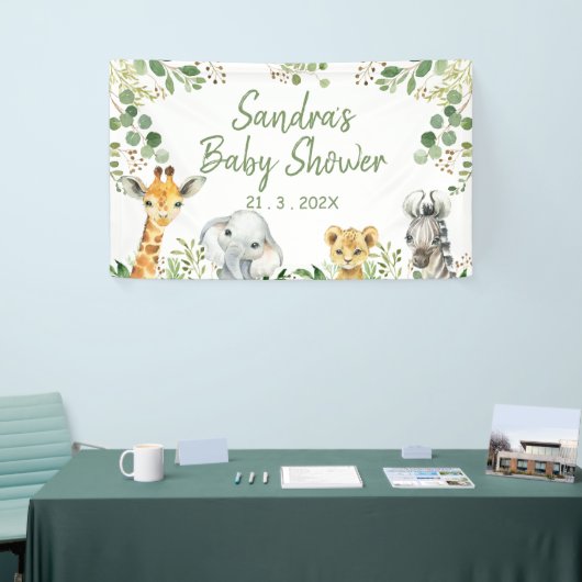 葉サファリ男女兼用ベイビーシャワーバナー 横断幕 (トレードショー)