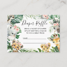 葉サファリ赤ちゃんシャワーおむつラッフルインサート 名刺