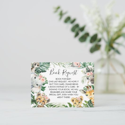 葉サファリ赤ちゃんシャワーブックリクエストの挿入 名刺 (スタンド正面)