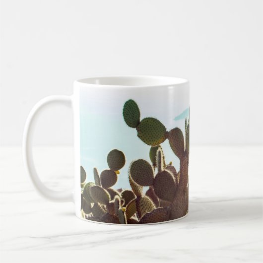 葉サボテンの屋外にフレアライトiの植物 コーヒーマグカップ (左)
