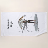 葉タオル付き男の子の雨ビーチ ビーチタオル (正面)