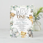 葉チーテプリントサファリワイルドワンベビーシャワー 招待状 (スタンド正面)