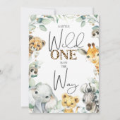 葉チーテプリントサファリワイルドワンベビーシャワー 招待状 (裏面)