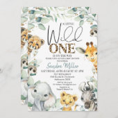 葉チーテプリントサファリワイルドワンベビーシャワー 招待状 (正面/裏面)