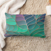 葉ティール（緑がかった色）、アクア、パープルニューアールヌーボー ランバークッション (ブランケット)