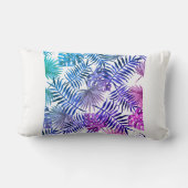 葉デザインモダン装飾用クッション青と紫 ランバークッション (裏面)