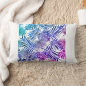 葉デザインモダン装飾用クッション青と紫 ランバークッション (ブランケット)