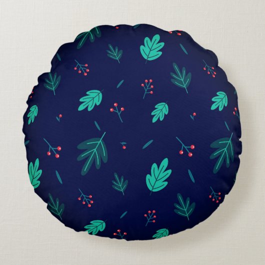 葉デザイン ラウンドクッション (正面)