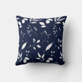 葉ネイビーブルーとホワイト クッション (裏面)