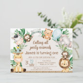 葉ハサファリアーチパーティー動物1st誕生日 招待状 (スタンド正面)