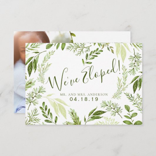 葉ハート結婚植物体落ち込み 案内状 (正面/裏面)