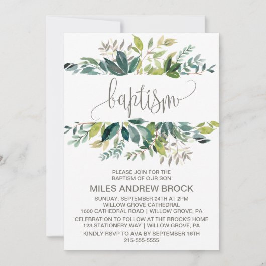 葉バプテスマ 招待状 (正面)