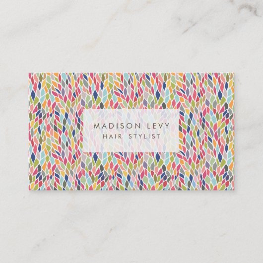 葉パターンヘアサロンスタイリストアポイントメント 予約カード (正面)