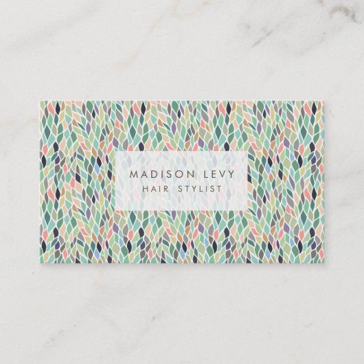 葉パターンヘアサロンスタイリストアポイントメント 予約カード (正面)