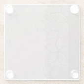 葉パターンボーダーおよび背景 ガラスコースター (裏面)