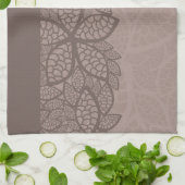 葉パターンボーダーおよび背景 キッチンタオル (折り畳み)