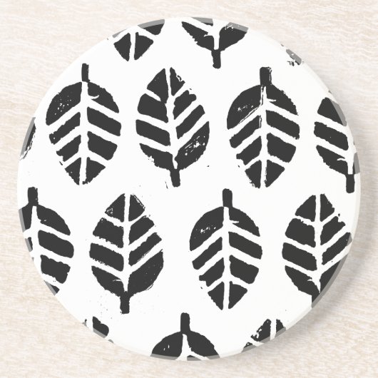 葉パターンポテトプリント砂岩 コースター (正面)
