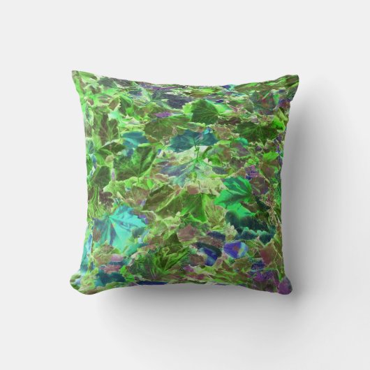 葉パターン緑の群葉 アウトドアクッション (正面)