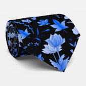 葉パターン12.bwブラックBG ネクタイ (ロール)