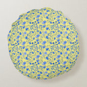 葉パターン12.bw黄色BG ラウンドクッション (裏面)