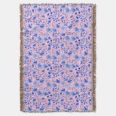 葉パターン12.bw LPink BG スローブランケット (正面縦)