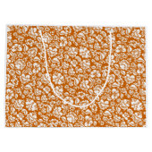 葉パターン14b.ブラックDOrange BG ラージペーパーバッグ (裏面)