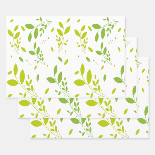 葉パターン ラッピングペーパーシート (セット)