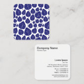 葉パターン – 濃い青 スクエア名刺 (正面/裏面)